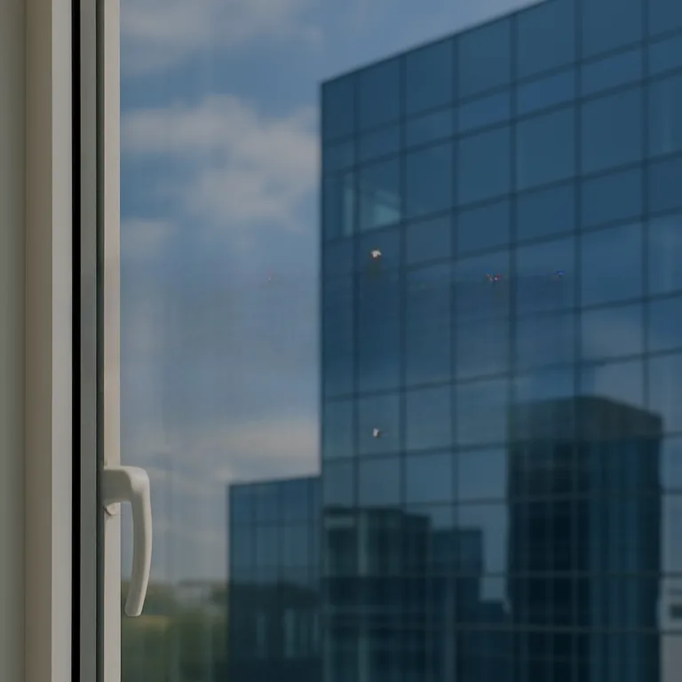 Window with a view of a glass facade
