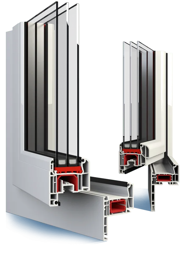 Aluplast Ideal 4000 window corner section with glazing