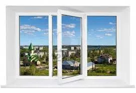 Fereastră albă din PVC cu două canate, unul deschis